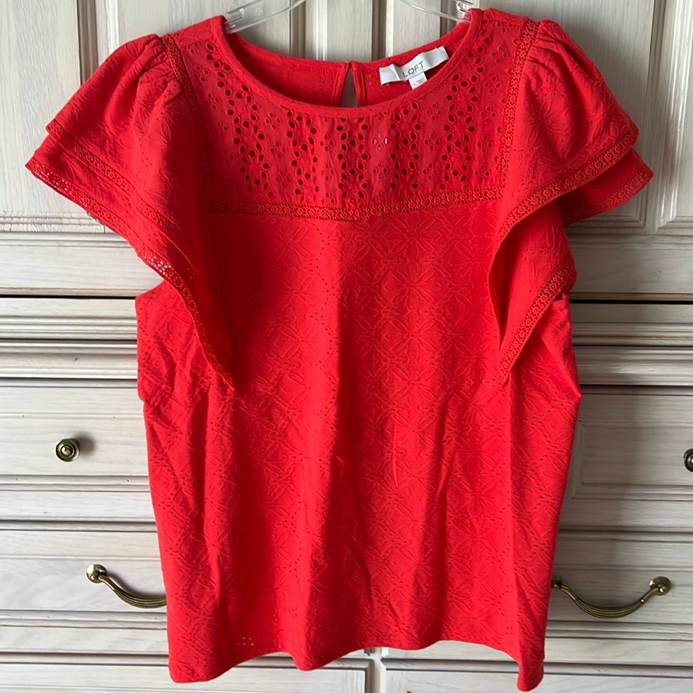 NWT Loft Flutter sleeve eyelet top
